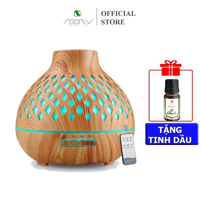Máy Xông Tinh Dầu Phun Sương Tạo Ẩm Đèn Lồng Lưới Nga My Dung Tích 550ML Chế Độ Hẹn Giờ Đèn Led 7 Màu Máy Khuếch Tán Tinh Dầu Phun Tinh Dầu