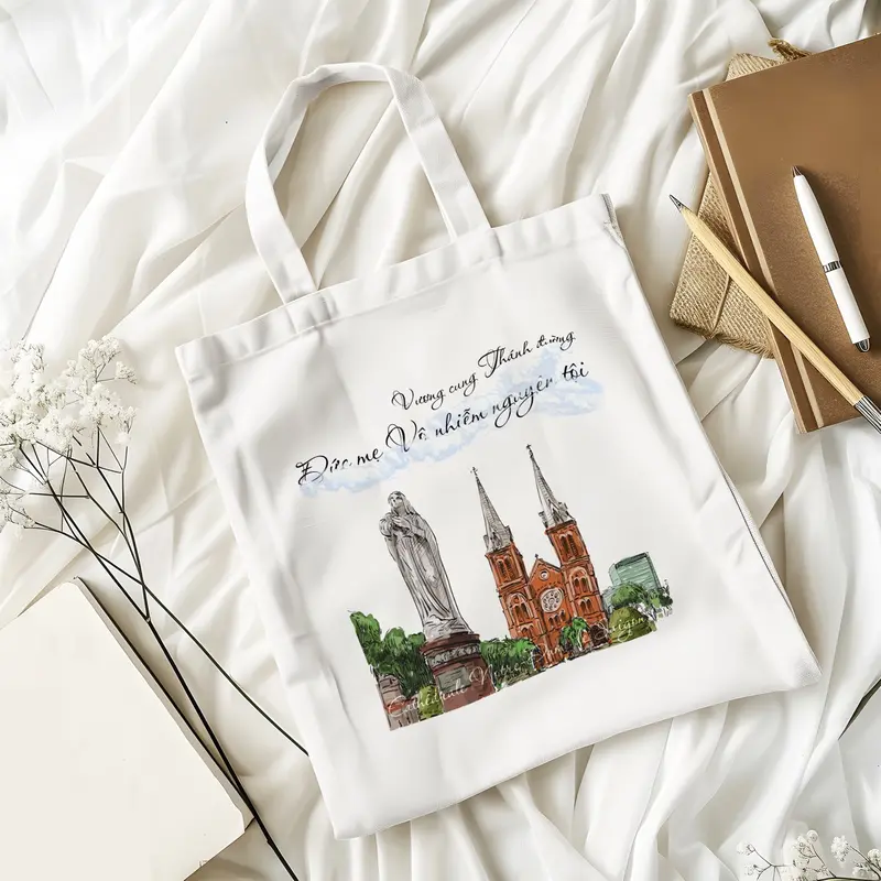 Túi canvas, túi vải bố in hình Nhà thờ Đức Bà 1
