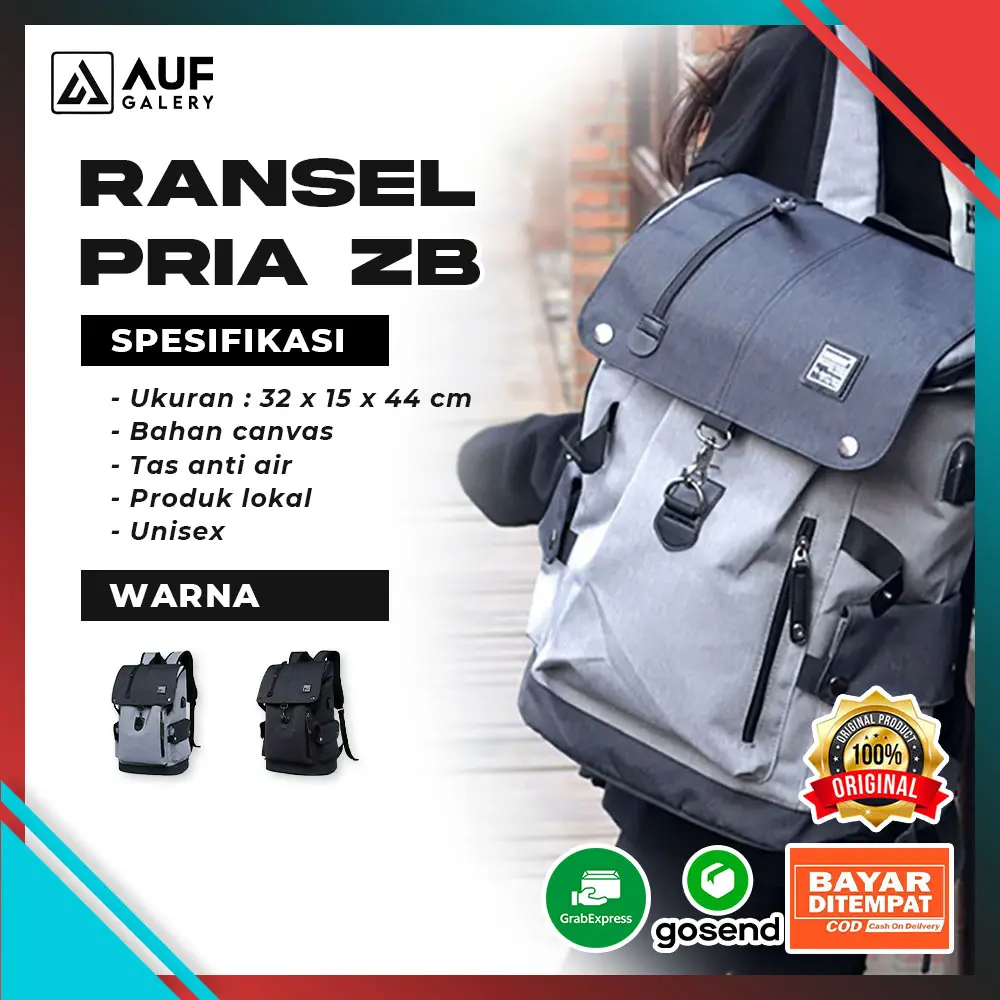 Tas Punggung Pria Backpack Bahu Berkualitas Casual | Ransel Cowol Zb Rdn Distro | Tas Laptop Kuliah Sekolah Kerja Fashion Korea