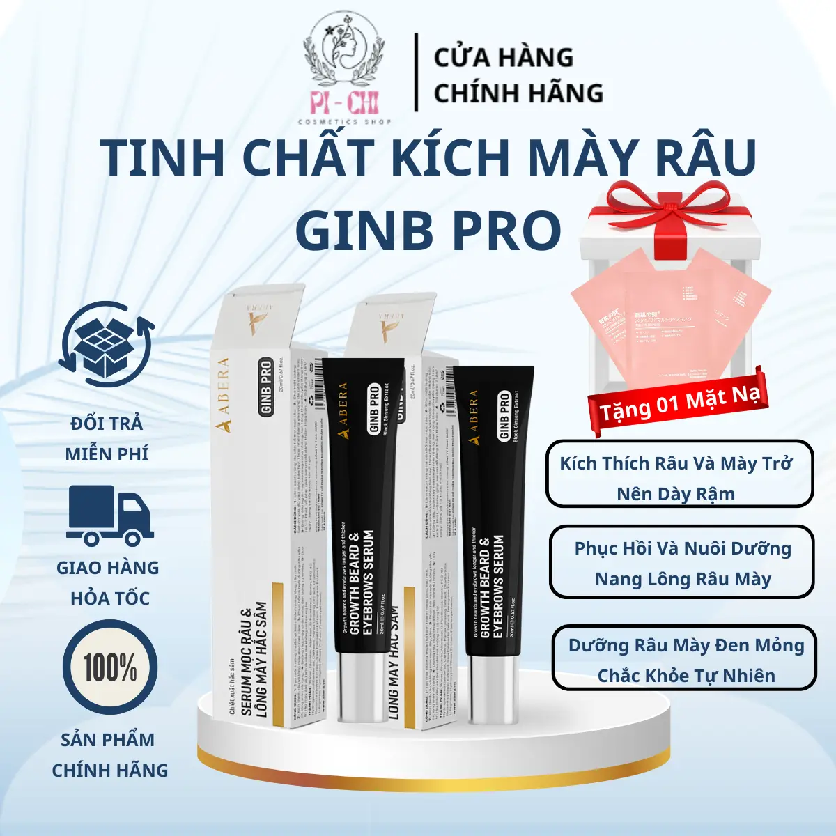 Combo 2 Hộp  Serum mọc Râu & Lông mày Ginb Pro Abera