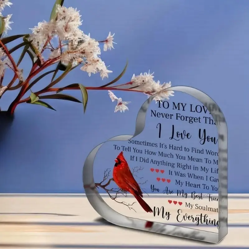 Heart Shaped Acrylic Ornament, 1 Count Creative Romantic Gift for Girlfriend & Boyfriend, Birthday Gift for Her Husband, Wife, Woman, Man, Home Decor, Acrylic Plaque 6
