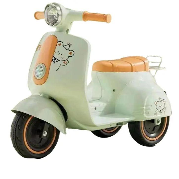 Xe Máy Điện Trẻ Em Vespa Cao Cấp 1-4 Tuổi Kiểu Dáng Thời Trang Tốc Độ 4-6km/h (3288) Đồ Chơi Cao Su