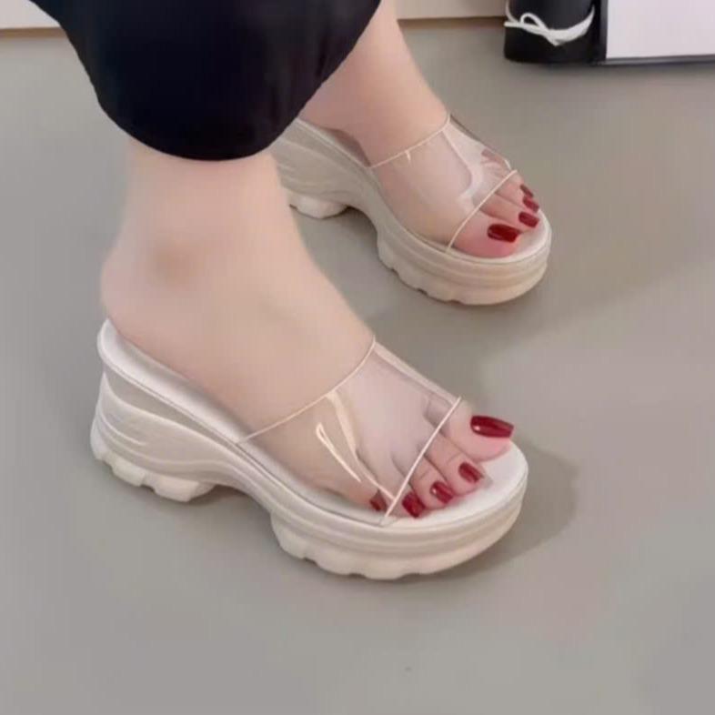 Dép xuồng nữ cao 8cm quảng châu phiên bảng quai trong mike kb 088