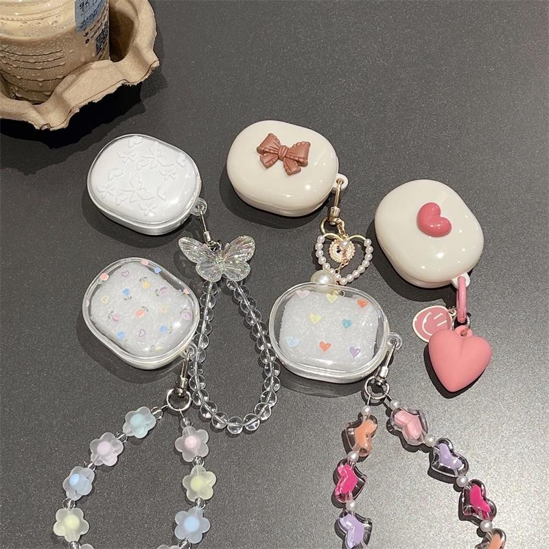 cho Redmi Buds 4 Lite Case Ốp Tai Nghe Hộp Đựng Tai Nghe, Hộp Đựng Tai Nghe, Dễ Thương, Trái Tim, Kem, Nơ