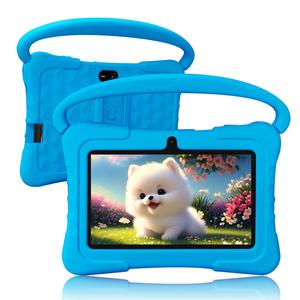 シリコンケース付きのPRITOM K 7 7インチAndroidタブレット、デュアルカメラ付きのペアレンタルコントロールタブレット、家庭用、学校用の耐久性のあるスタンド&ハンドル付きの教育用タブレット