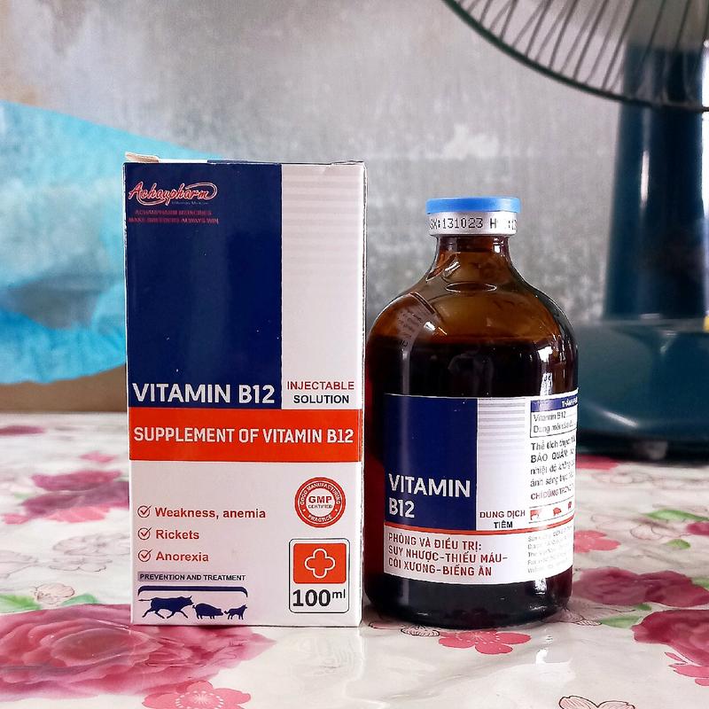 [Lọ 100ml] Vitamin B12 Thuốc tiêm còi cọc, biếng ăn, bổ máu trên gia súc, gia cầm kabi 4