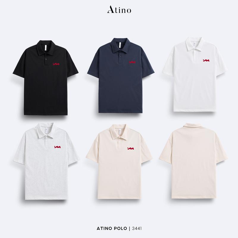 Combo 2 Áo Polo Cotton Nam Hoạ Tiết Thêu ATINO L.5.3441 Form Regular Ngắn Tay