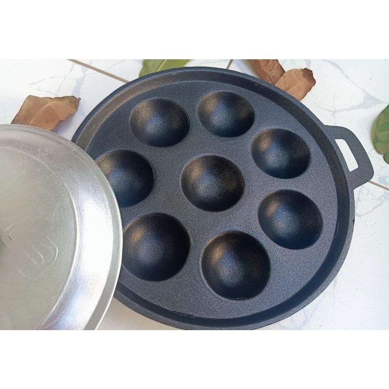 HCM-Khuôn bánh khọt, chảo bánh khọt có nắp, khuôn bánh khọt chống dính - 8 lỗ