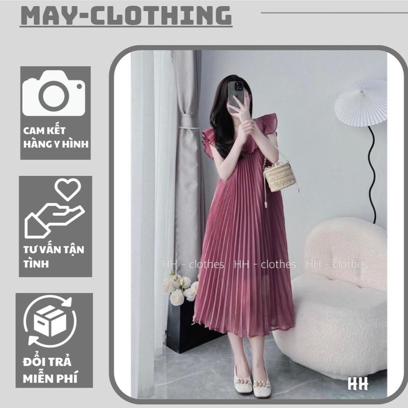  Đầm bầu,Váy bầu chất liệu voan 2 lớp thiết kế tay bèo cánh tiên mặc đi chơi,đi du lịch Nữ set váy  babydoll Dress Women 