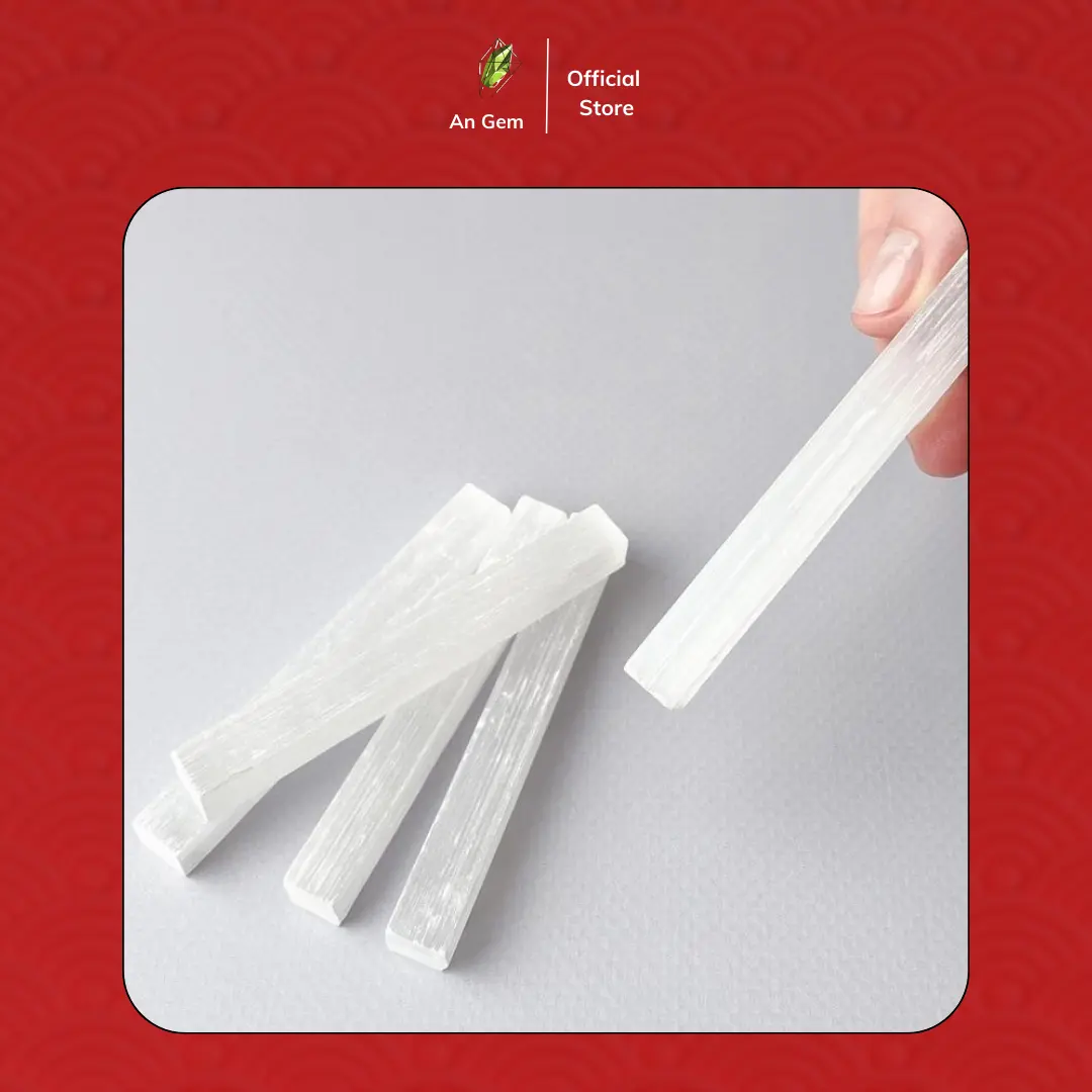 Thanh đá Selenite thanh tẩy năng lượng An Gem, đá thiên nhiên phong thuỷ năng lượng