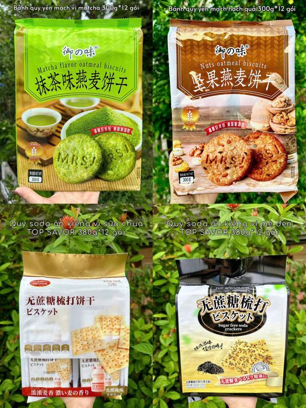 Bánh Quy DINH DƯỠNG Soda Cracker Mè Đen Không Đường Top Savor (Gói 380g)[NHIỀU VỊ]