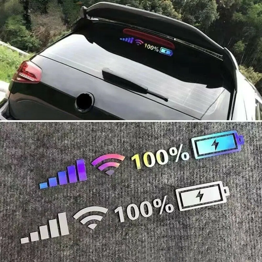 <OIBJ Hot Sale>Wifi Battery Level Signal Car Vinyl Reflective Stickers Funny Decals Back 25cm