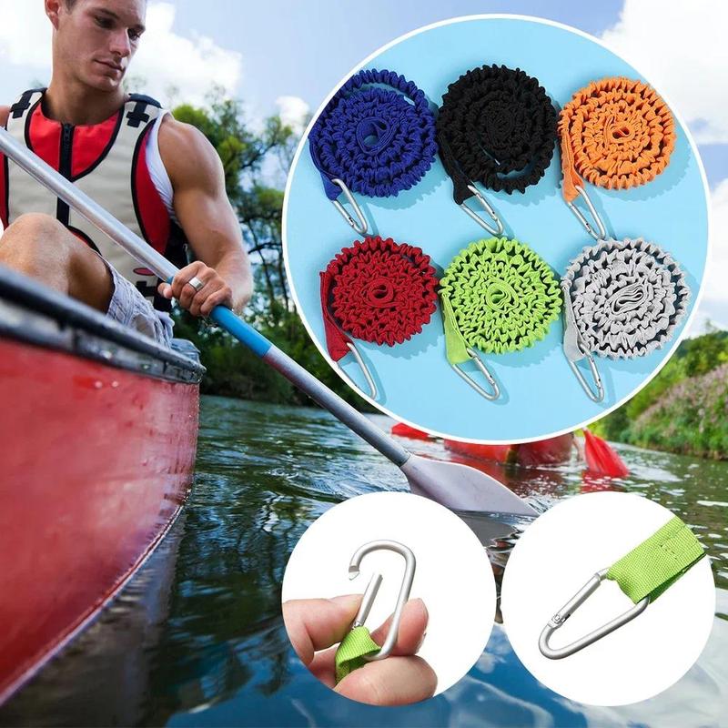 Product Introduction of 1pc Tie Rope with Safety Hook Kayak Paddle Leash Adjustable Elastic for Kayak Paddles Canoe Oar Fish Rod Rowing Boat Accessory 3