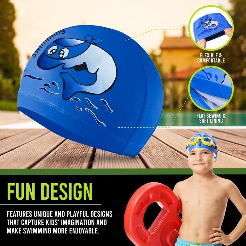 Sports Accessories PU Coated Swimming Caps Silicone Durable Cartoon Printed Pool Bathing Hats Waterproof Free Size Swimsuit Girls 5