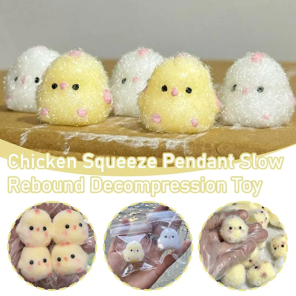 1pc Handmade Yellow Big Chicken Plush Silicone Squishy Pinching Toys Cute Hen Chicks Taba Squeezing Toy Fuzzy Release Hand Stress