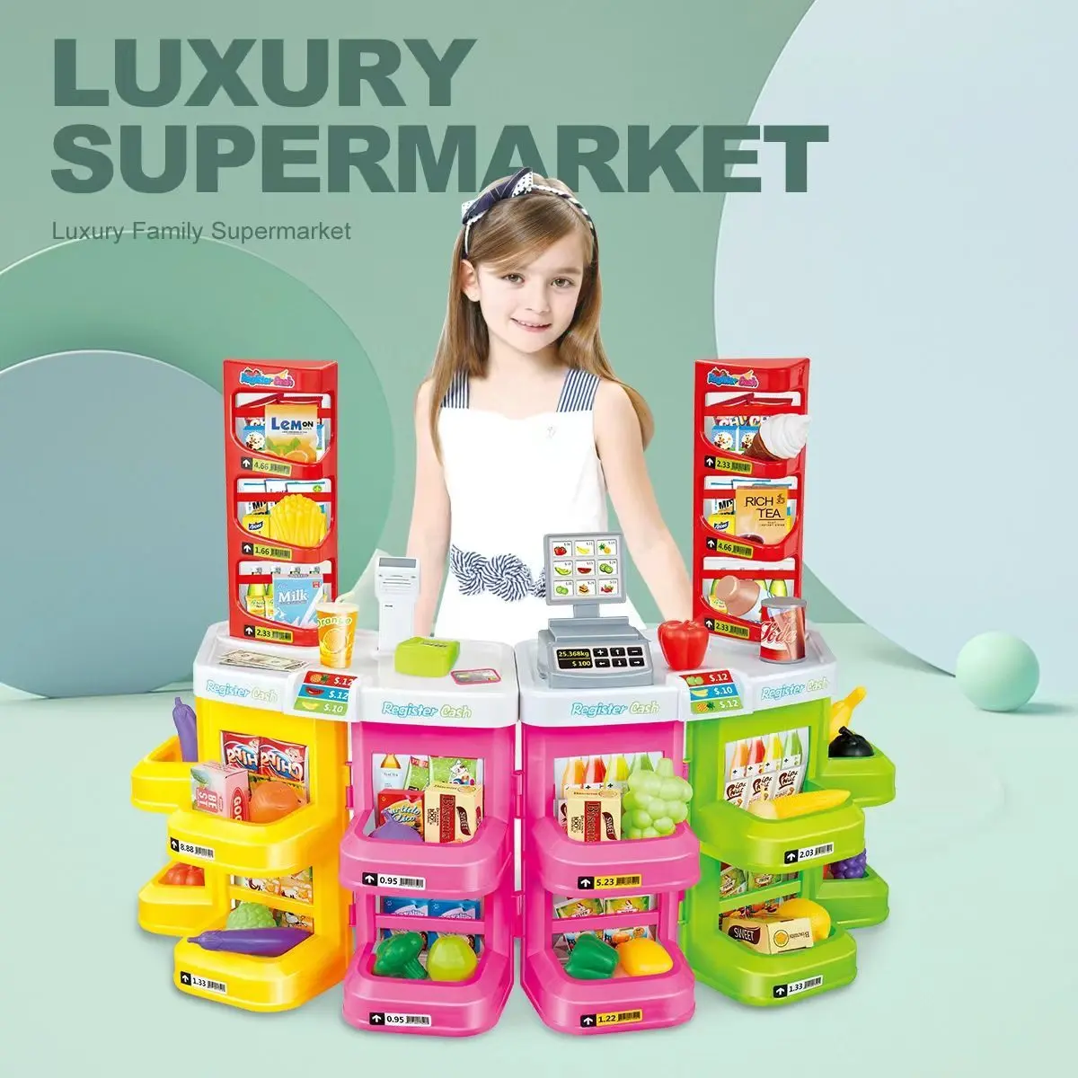 Children's Pretend Play Supermarket Shopping Counter Small Cart ...