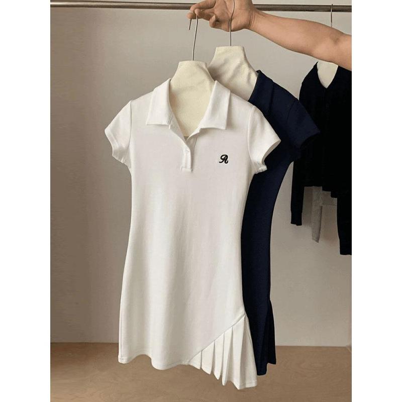 Váy Tennis Thể Thao Thường Ngày Cho Nữ, Váy Polo Thanh Lịch, Thời Trang Và Phong Cách Hàn Quốc, Thích Hợp Cho Mùa Hè, Váy Xếp Ly Thêu Trẻ Trung Nhỏ Nhắn Women Dress 1