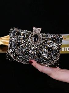 Fashionable All-match Rhinestone Decor Evening Bag, Temperament Exquisite Chain Strap Design Evening Bag, Fashion Bag for Women, Elegant Clutch