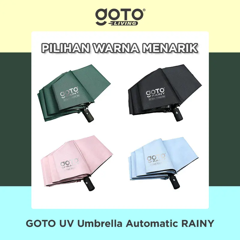 Goto [COD] Rainy Payung Umbrella Lipat Besar Polos Anti UV Otomatis 3