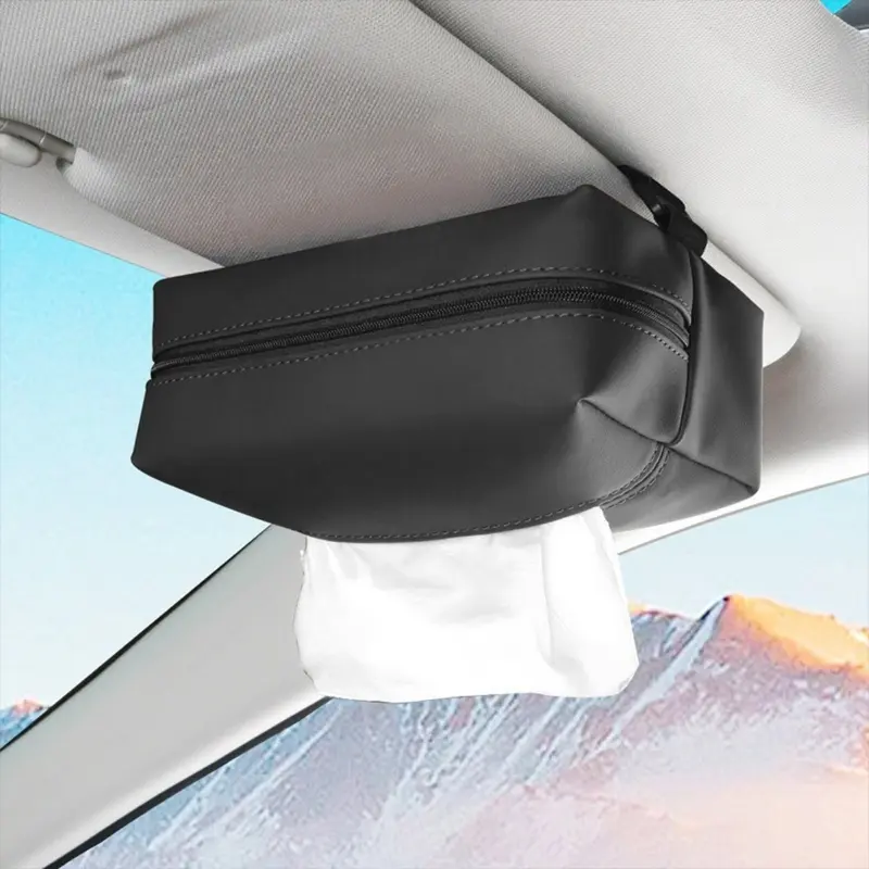 Tempat Tissue Mobil Kulit 3in1 Headrest Armrest Visor Premium Kotak Tisu Mobil 4