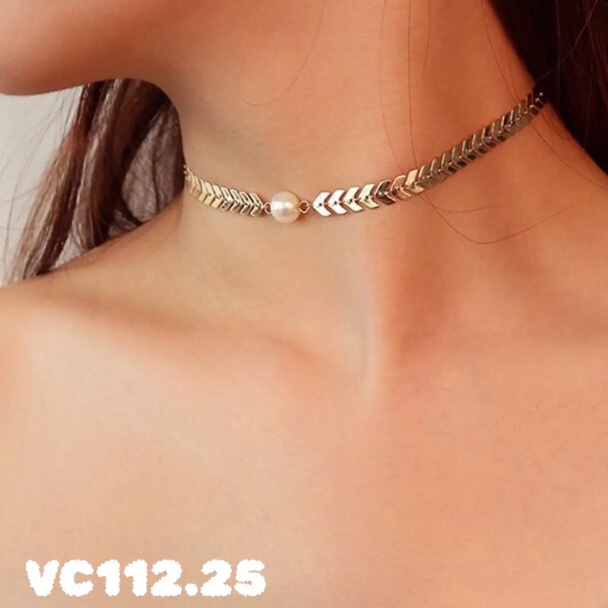Vòng cổ choker mặt lật một hạt ngọc Nữ Trang Sức Dây Chuyền Jewelry Women Chain