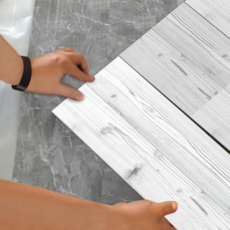 Wood Grain Floor Stickers, 10pcs Peel & Stick Floor Stickers, Thickened Frosted Vinyl Waterproof Non-slip Floor Tile Stickers for Living Room Bedroom Renovation Decoration 3