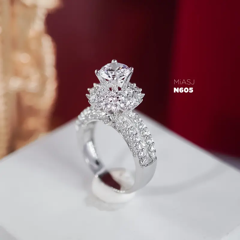 N605 - Nhẫn bạc Ý S925 nữ  đính đá hột cao cấp MiASJ | MiASJ Mi.A Trang sức bạc nhẫn  bạc 1