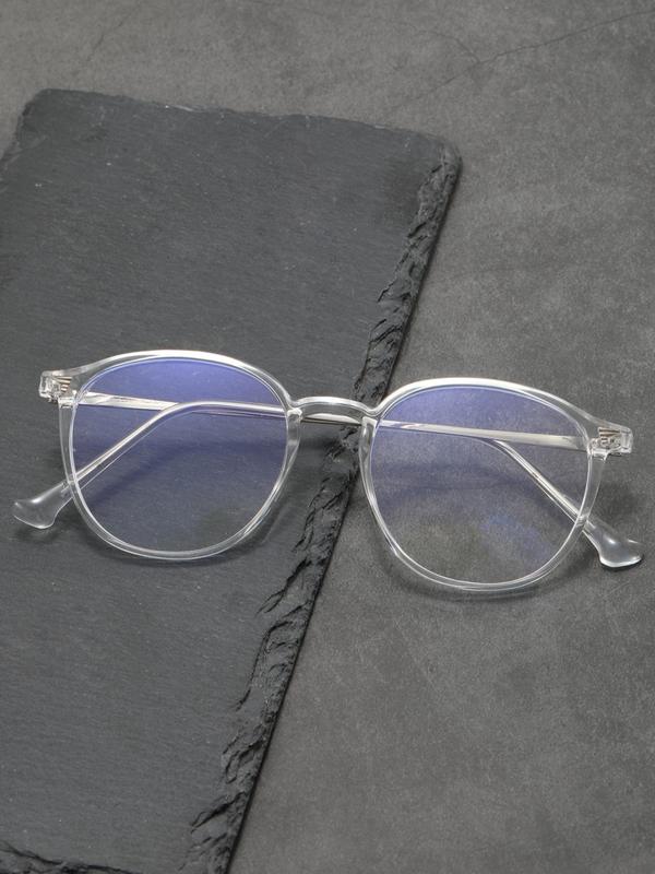 1 Pair Simple Design All-match Eyeglasses for Everyday Use, Minimalist Casual Round Frame Fashion Eyeglasses for Both Men & Women 2