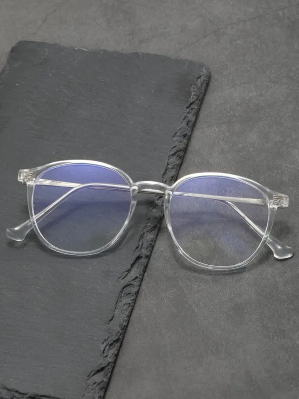 1 Pair Simple Design All-match Eyeglasses for Everyday Use, Minimalist Casual Round Frame Fashion Eyeglasses for Both Men & Women 2