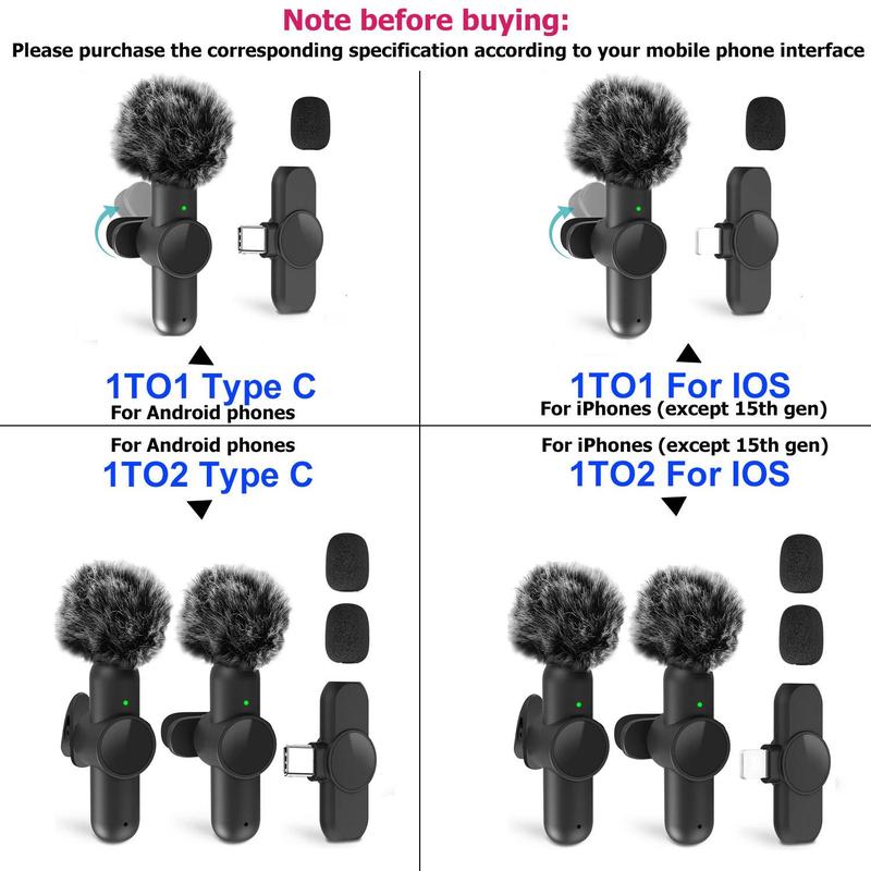 Portable Wireless Lavalier Microphone, 1 Set Professional Wireless Collar Clip Mic for iPhone & Android Phone, Plug-play Lapel Mic for Video Recording, Teaching, Interviews, Podcast, Vlog, Giftideas, Mini Microphone, Black 4