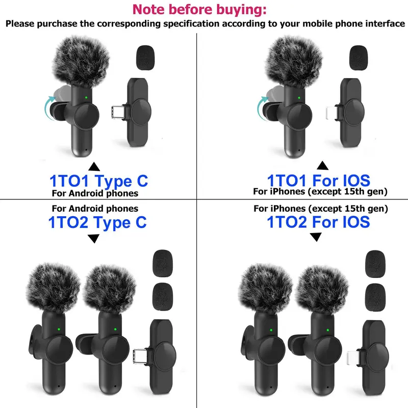 Portable Wireless Lavalier Microphone, 1 Set Professional Wireless Collar Clip Mic for iPhone & Android Phone, Plug-play Lapel Mic for Video Recording, Teaching, Interviews, Podcast, Vlog, Giftideas, Mini Microphone, Black 4