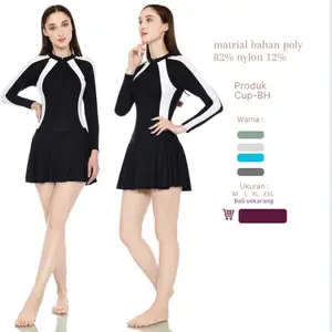 Long sleeve one piece swimsuit women swimwear women's bodysuit sports student slim sun protection hot spring swimwear