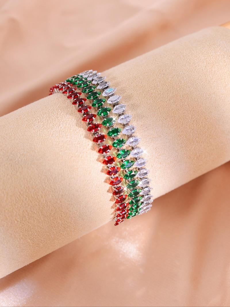 Product Introduction of Colorful Zircon Decorated Bracelet, Fashionable Jewelry for Women & Girls, Trendy All-match & Exquisite Jewelry for Birthday Gift 0