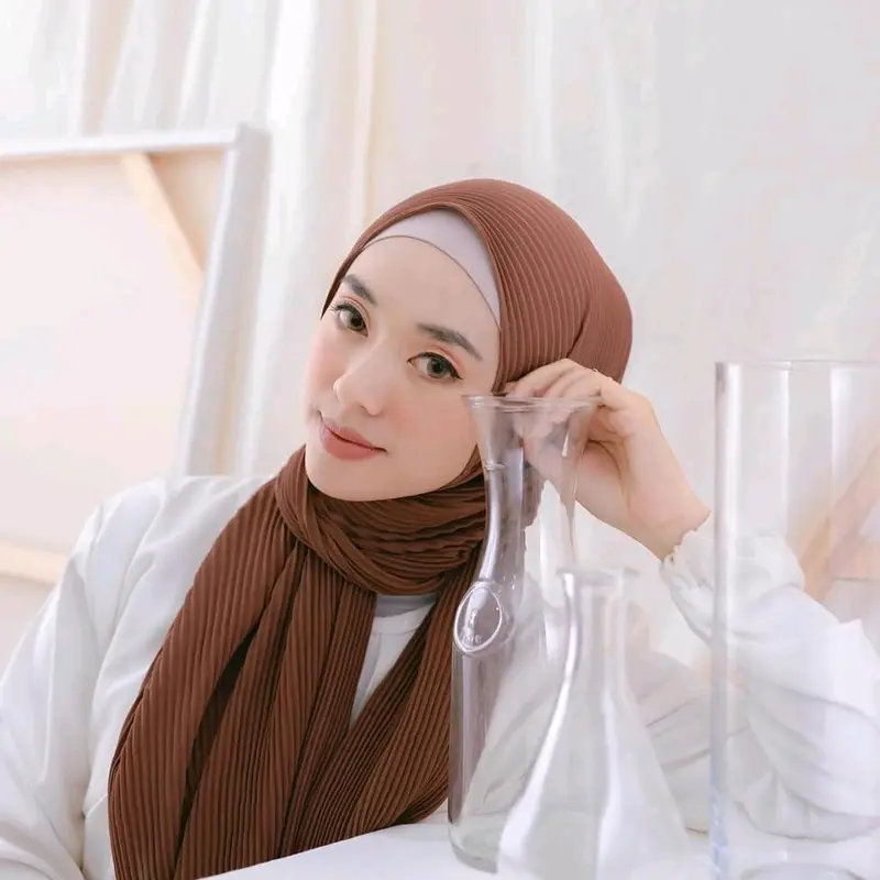 Pashmina Full Plisket Lidi Ceruty Babydoll / Pleats Garis Muslim Ceruti Syal 7