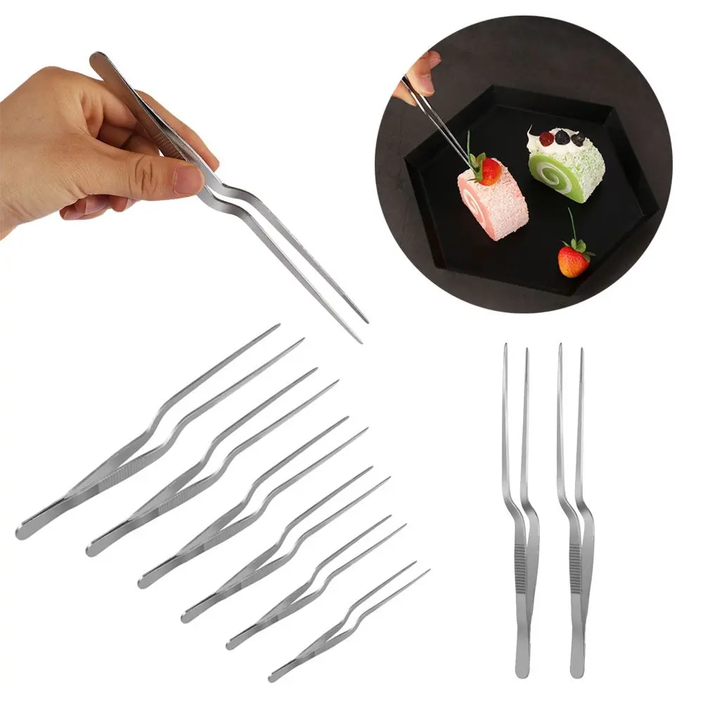 Hot Kitchen Tool Serving Presentation Food Tweezer Stainless Steel  BBQ Clip Barbecue Tongs