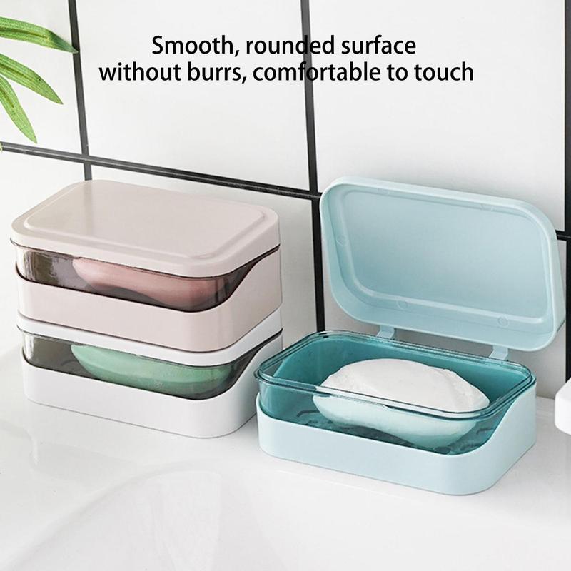 Product Introduction of Plastic Bathroom Soap Box With Lids Travel Portable Plate Tray Dish Storage Holder Draining Rack Home Soap Container 25