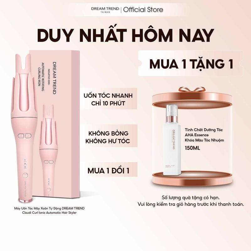 [MUA 1 TẶNG 1] Máy Uốn Tóc Tự Động Trục 32mm Cloudi Curl DREAM TREND, Uốn Tóc Xoăn Mây Bồng Bềnh Dễ Dàng - Tặng 1 Tinh Chất Dưỡng Tóc AHA Essence DREAM TREND 150ml Khóc Màu Tóc Nhuộm, Giữ Tóc Bền Màu, Mềm Mượt Chắc Khỏe