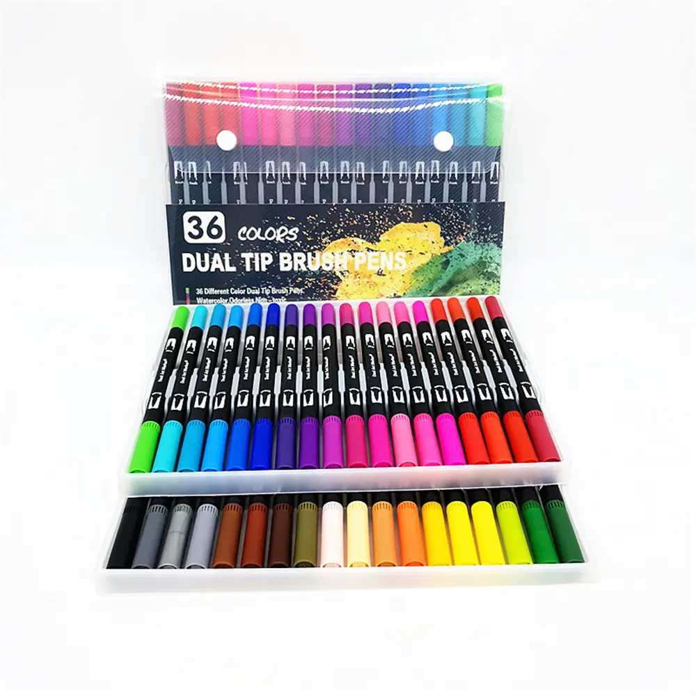 36 Colors Felt Tip Drawing Watercolor Art Markers Pen Dual Brush Fineliner Colouring Pen Set for Calligraphy Painting calligraphy,sketch