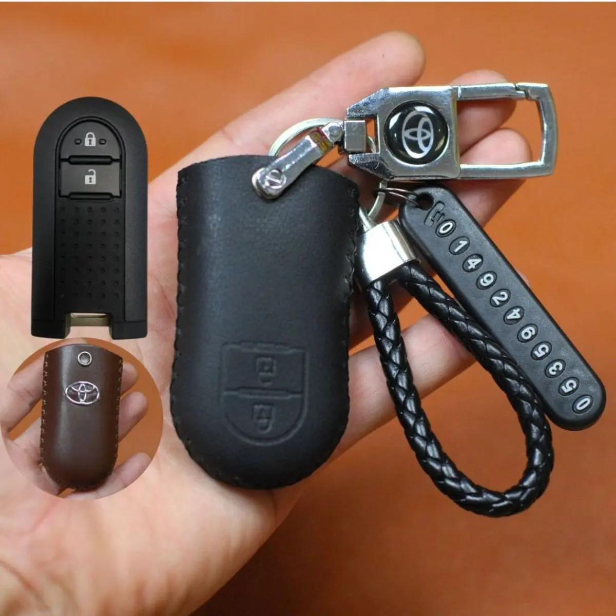 Bao da chìa khóa Toyota Wᶖgo,Rush da thật nhiều màu sắc,Bọc chìa khóa Toyota Wᶖgo,Rush  (TR) Móc Khoá