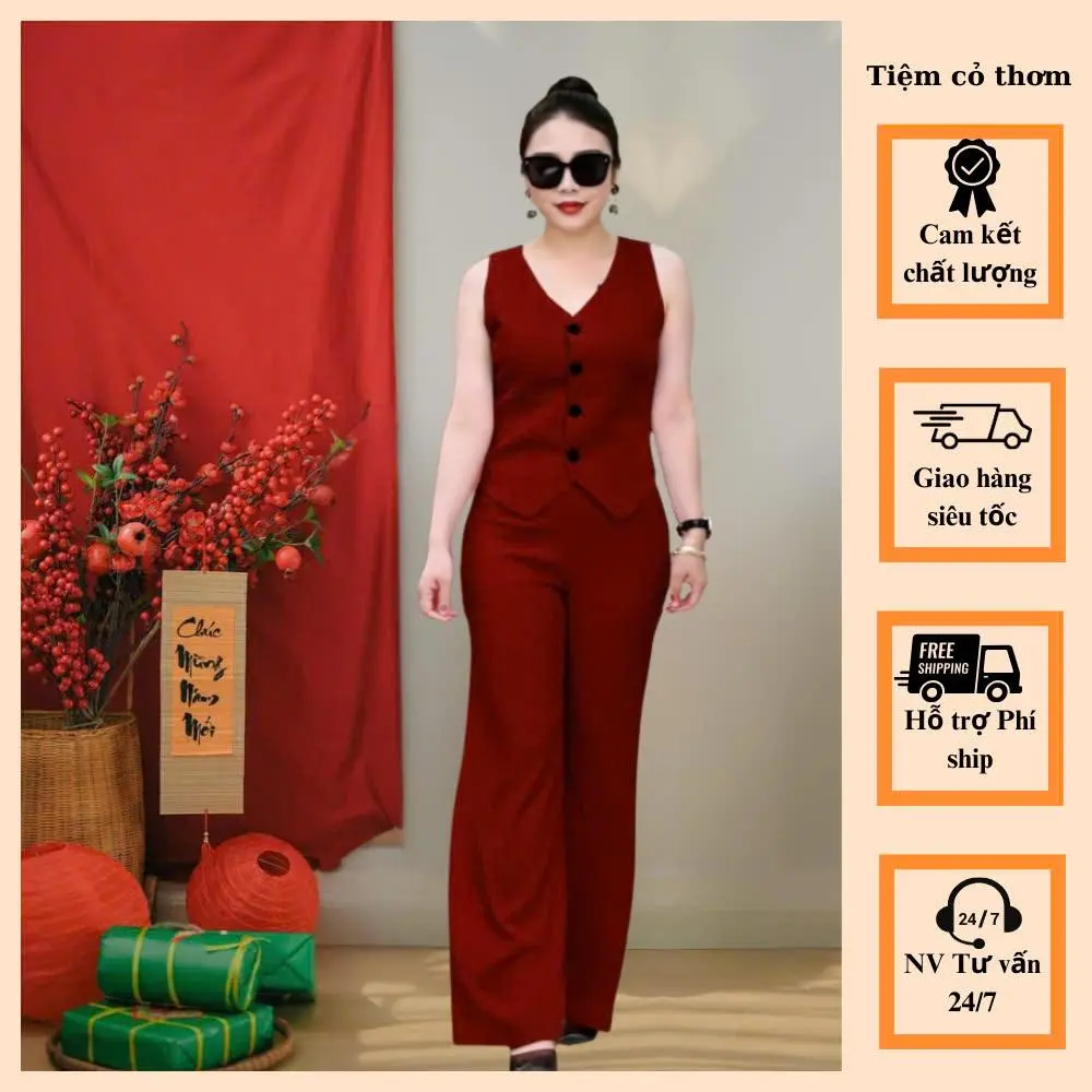 BỘ GILE - Đồ bộ trung niên CỎ THƠM, hàng thiết kế, dáng suông. Nữ Women,THỜI TRANG TRUNG NIÊN