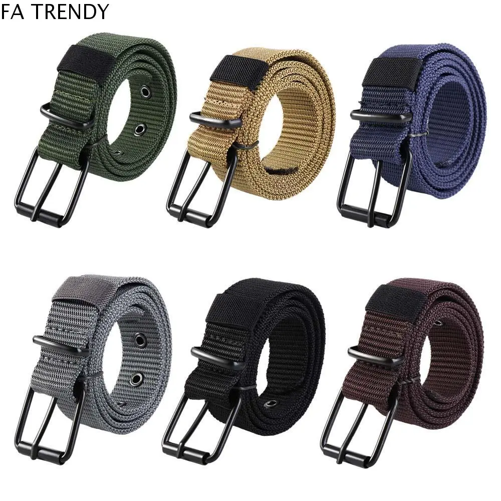 Trendy Korean Student Alloy Pin Buckle Hollow Belt Accessories Canvas Waist Belts Nylon Korean Waist Strap Man Waistbands