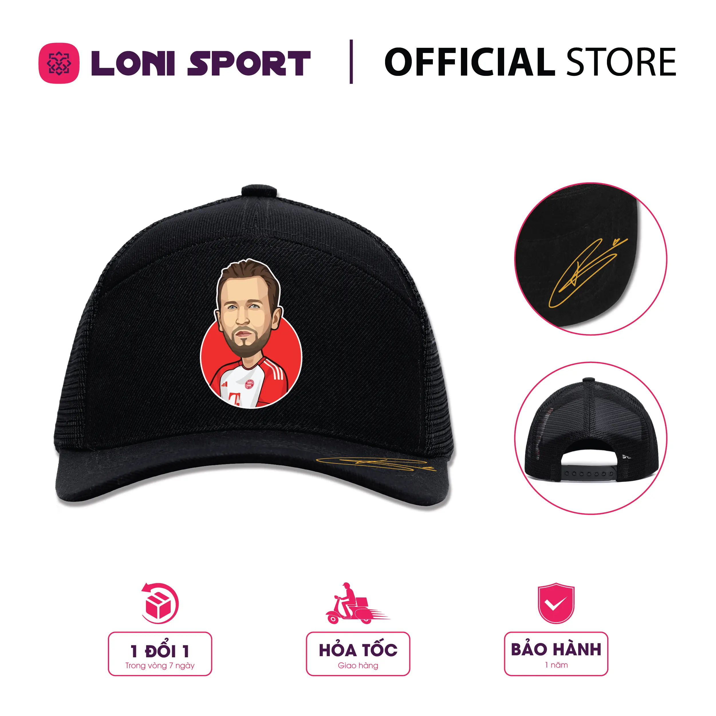 Nón lưỡi trai phối lưới ngôi sao bóng đá