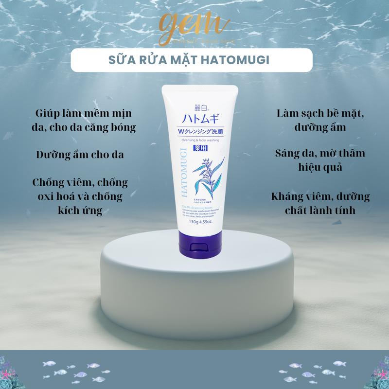 Sữa Rửa Mặt Hatomugi Cleansing Facial Foam chiết xuất ý dĩ dưỡng ẩm dưỡng trắng da Nhật Bản 130g Nữ Women