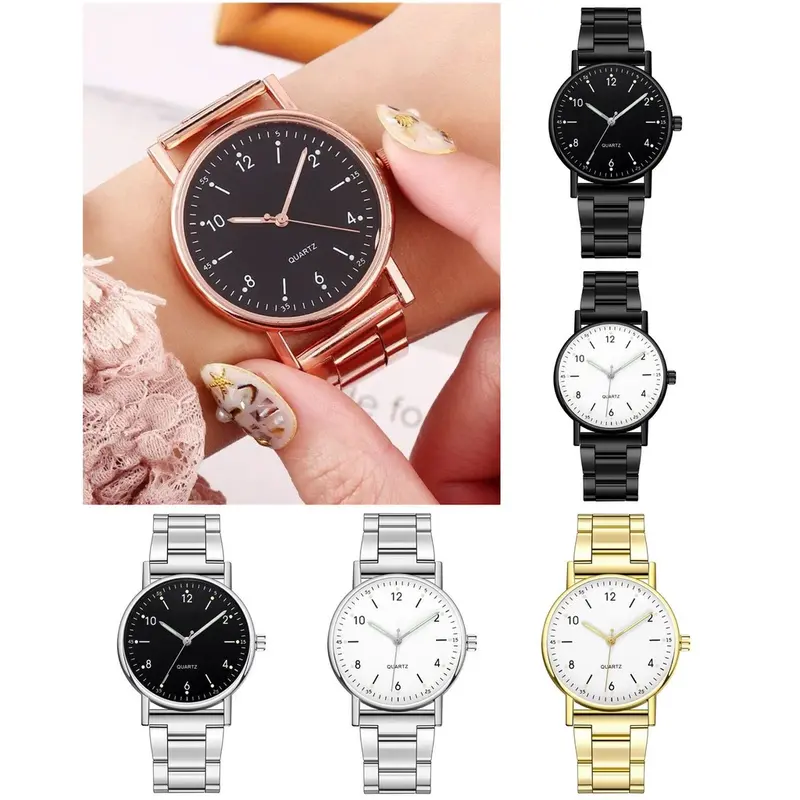 FREE LM Jam Tangan Pria Wanita Analog Casual Fashion Bulat Strap Rantai Stainless Steel RM132 Watches 1