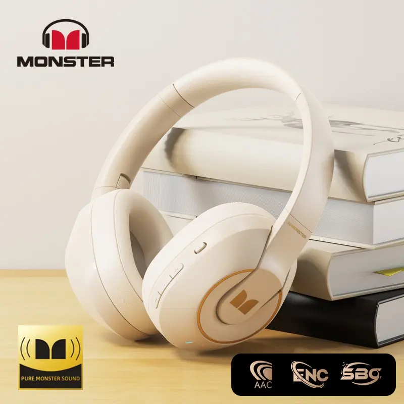 Monster Bluetooth Headphone Head-Mounted New E-Sports Games Noise Reduction Ultra-Long Life Battery for Apple Huawei