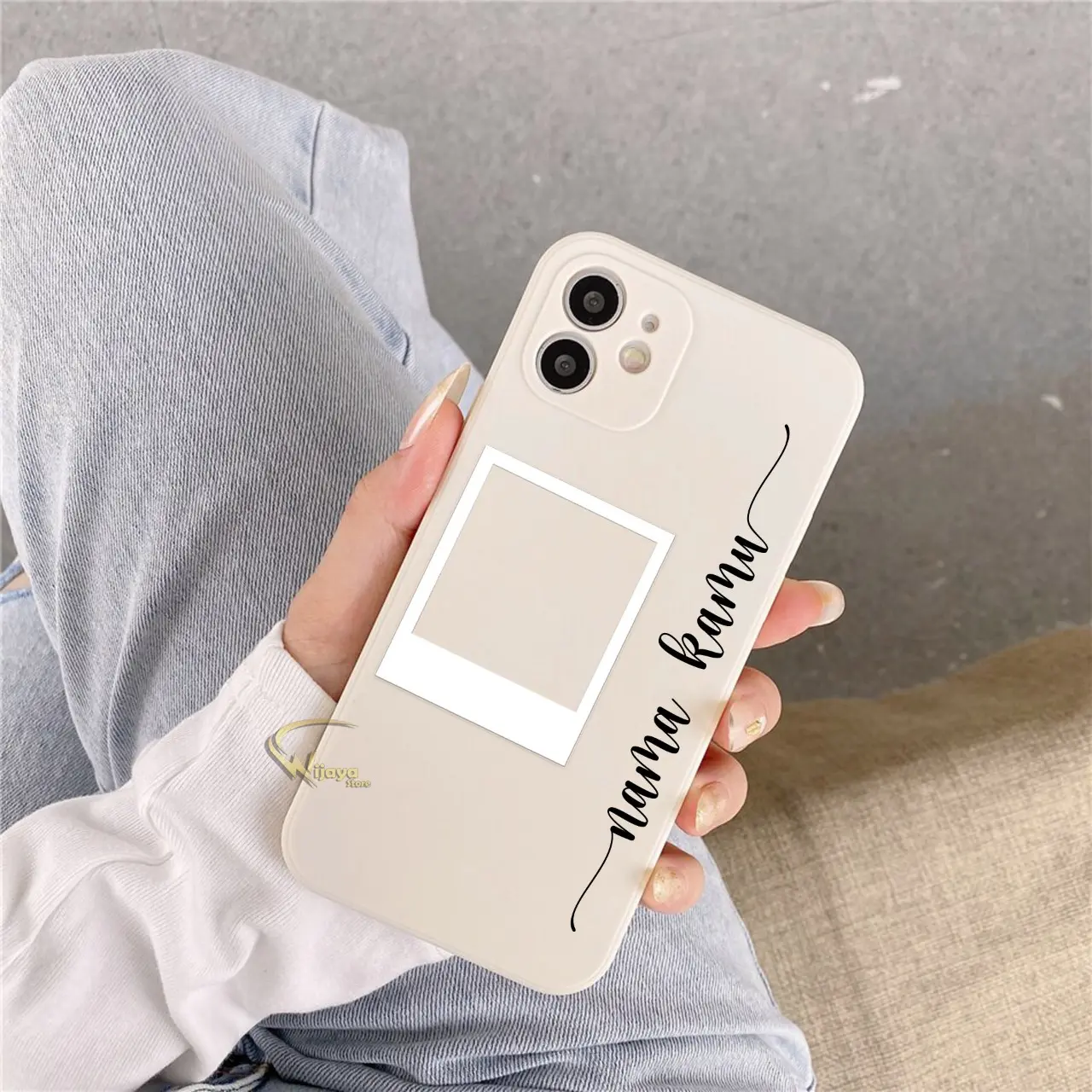 Softcase Macaron Costom Nama dan Foto Case All Tipe For O*po X*aomi S*amsung I*phone I*nfinix R*ealme V*ivo Black Blue