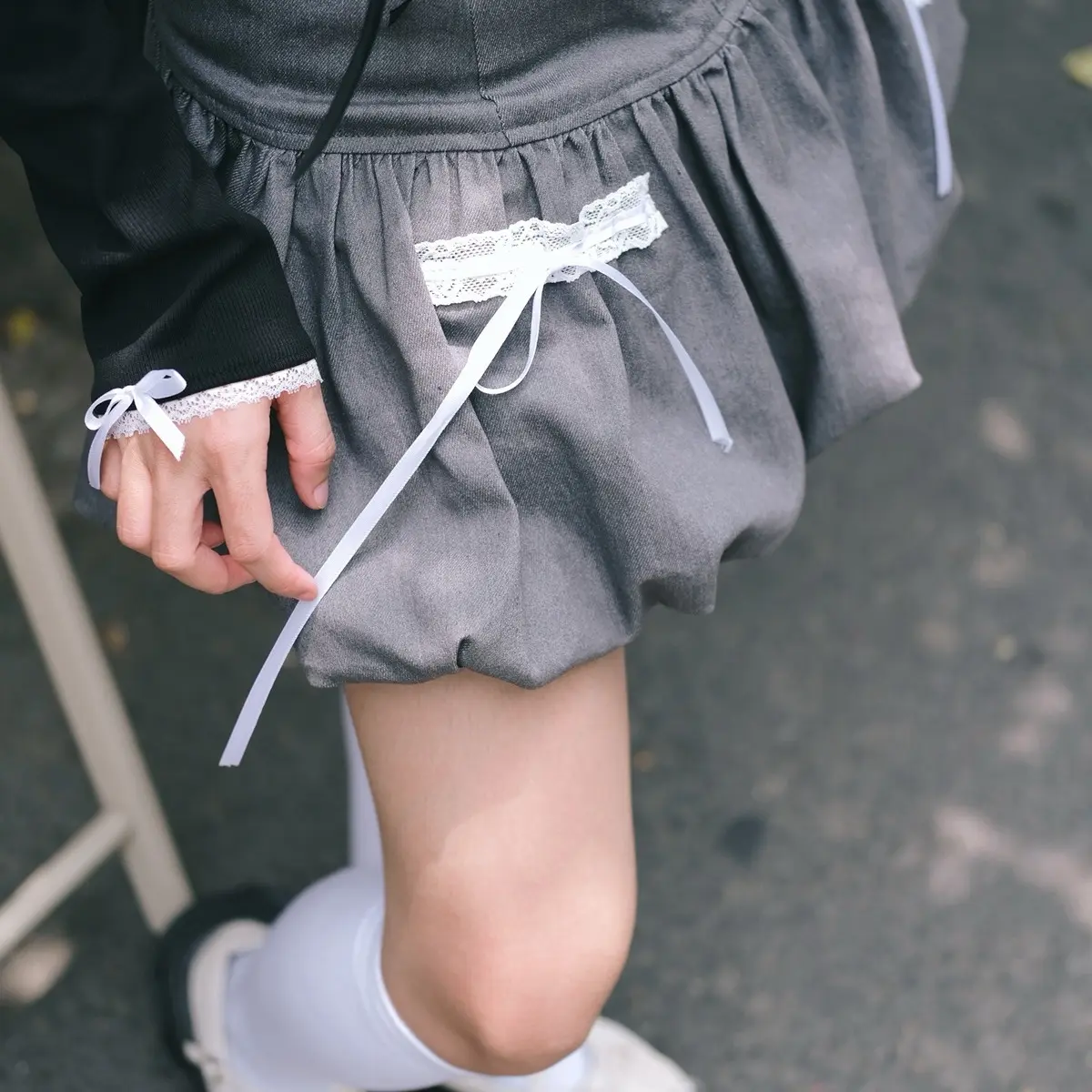 [Tặng kèm vòng handmade]- CHÂN VÁY DENIM TRANG TRÍ NƠ NHỎ XINH CÓ QUẦN BẢO HỘ Nữ