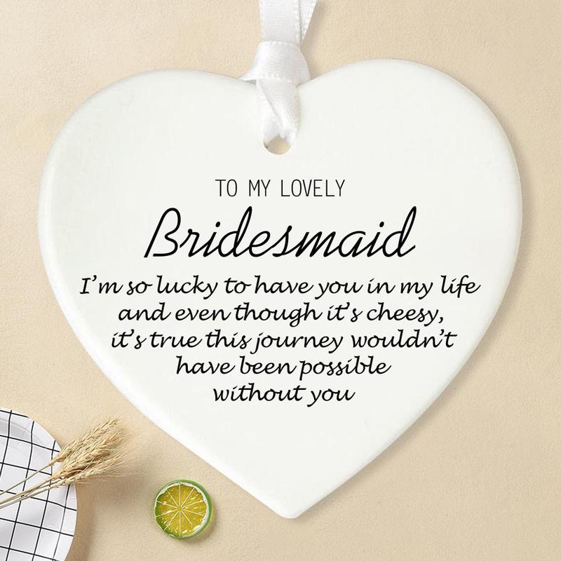 Product Introduction of Ceramic Heart Shaped Ornament, Bridesmaid Gift, Bridesmaid Decoration, Party Gift for Bridesmaid, Wedding Party Favors 0