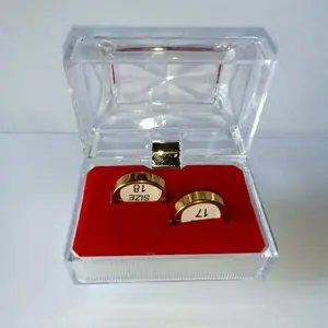 Kotak cincin couple tempat cincin sepasang 2 cincin model persegi panjang dan Kotak Bahan Mika dan Beludru Bludru