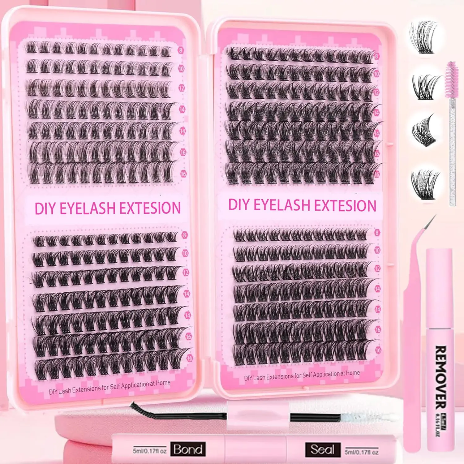 Mixed Length Fluffy False Eyelashes Kit, 1 Set Natural Look Eyelash Extensions with Lashes Glue & Tweezers & Brush & Remover, Eye Makeup Enhancement Tool, Cosmetic